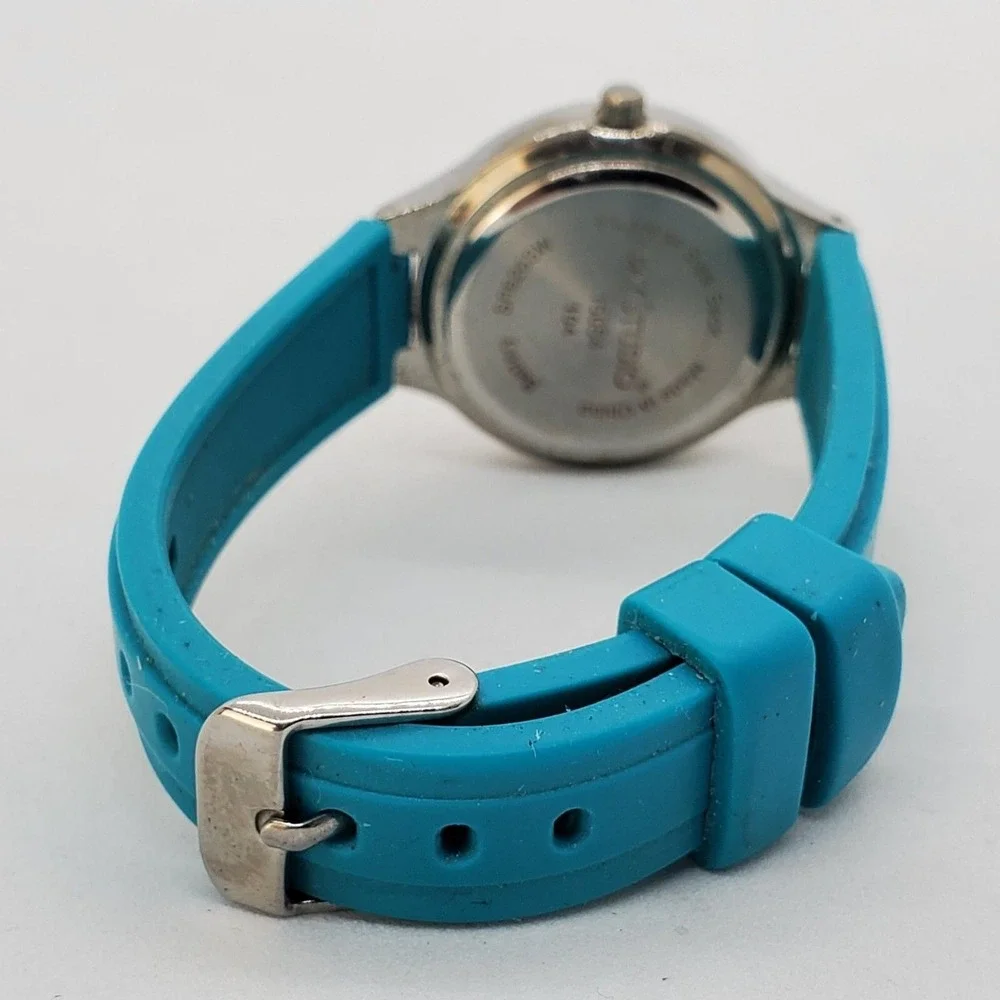 Bay Studio Women's‎ Watch 30MM White Dial Crystal Bezel Teal Bands New Battery